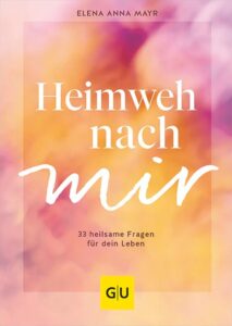 Das Cover hat einen Hintergrund mit gelb, rosa und pink. Der Titel steht in Druckschrift und Heimweh mittig in weiß. Der Autorinnenname steht am oberen Rand in schwarzer Druckschrift.